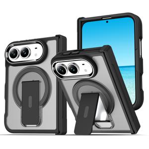 휴대폰 케이스 - 소프트 터치 하드 PC 소프트 접이식 휴대폰 케이스, 힌지 보호, 내장형 숨겨진 킥스탠드, 마그네틱 지원, 무선 충전 지원, 알로이 렌즈 프레임 풀 바디 충격 흡수 보호 커버 (아이폰 듀오 폴드용)