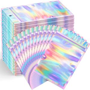 99개 다양한 크기의 자체 밀봉 백 반짝이는 포일 재밀봉 가능한 파우치 재사용 가능한 보석류 소매 및 선물 포장용 가방 액세서리, 화장품 및 문구류용 전시 및 포장에 이상적인 대량 파티 용품