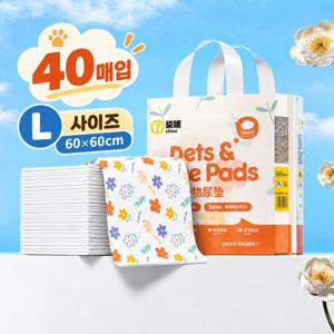 CHIO'S 1초 순간흡수 플라워 패턴 강아지 배변패드, 예쁜 꽃무늬 디자인·빠른 흡수·강력 흡수력·샘 방지 방수 바닥면·냄새 케어, 일회용 반려동물 소변패드, 강아지 고양이 공용 배변훈련 패드, 실내 위생관리용