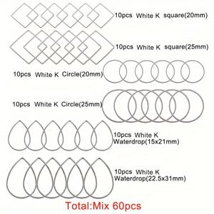 60개 구리 귀걸이 만들기 키트 - DIY 주얼리 제작용 사각, 원형 & 물방울 후프 다양한 사이즈, 후프 찾기, 커넥터 포함