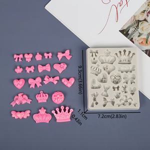 1개 하트와 왕관 디자인 DIY 소프트 클레이 몰드 수제 비누 장식 실리콘 몰드