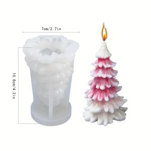 1개, 크리스마스 3D 크리스마스트리 작은 바늘잎 크리스마스트리 캔들 실리콘 몰드 DIY 아로마테라피 석고 확장석 소나무 캔들 몰드