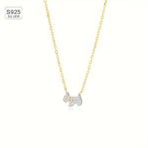 귀여운 작은 강아지 펜던트 목걸이, 925 실버 재질, 무게 1.28G, 반짝이는 인조 지르코니아 세트, 우아하고 고급스러운 디자인 - 데이트, 파티에 적합한 고품질 여성용 주얼리