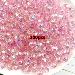 6mm 200개 혼합 색상 반짝이는 다면체 타원형 스페이서 비즈, 루스 아크릴 비즈, 주얼리 제작 팔찌 목걸이 귀걸이용, 발렌타인데이 선물