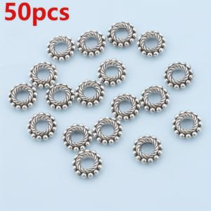 100개/50개 대형 구멍 드럼 포인트 스페이서 비즈 8mm 물방울 모양 원형 링 루즈 간격 비즈 기어 모양 구멍 분리기 꼬임 모서리 피어싱 루즈 비즈 장식 비즈 물방울 트림 평면 원형 비즈 통구멍 루즈 비즈 비즈 추가