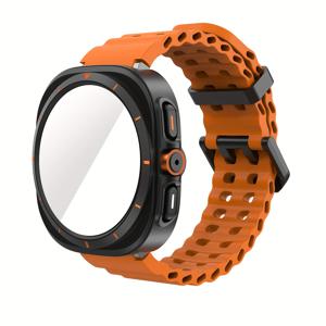 2개 팩, 삼성 7/6 (40mm 44mm) 호환 보호 케이스 및 시계 밴드 [ 울트라와 유사] 견고한 보호 마스크 및 HD 강화 유리 필름 추가, 남성 및 여성 선물 세트, 스포티 스타일