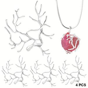 4개 가지 모양 블랭크, 주얼리 제작용, 조절 가능한 클로 펜던트 트레이, 저자극성 황동 가지 프롱 펜던트 베젤 (팔찌 귀걸이 목걸이 팔찌 귀걸이 공예용) - 실버