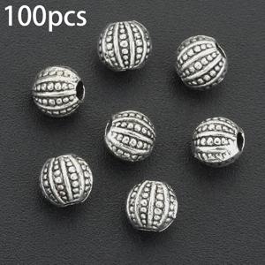 100개 꼬임 도트 패턴 스페이서 비즈 레트로 합금 옛날 원형 도트 홀 루즈 스페이서 비즈 원형 루즈 비즈 작은 구멍 스트링 비즈 거친 구멍 포지셔닝 비즈 비즈 스페이서 조각 팔찌 혼합 비즈 스페이서 개스킷 비즈 크리에이티브 B