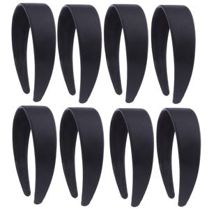 8팩 빈티지 여성용 헤어밴드 - 4cm 폭 광택 플라스틱 머리끈, 우아한 레트로 웨딩 액세서리 DIY 공예 및 브라이덜 파티 용품 (블랙)