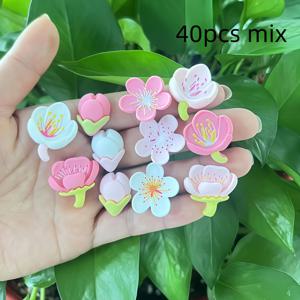 40개/30개/20개 혼합 색상 레진 꽃과 잎 | 웨딩 장식 및 주얼리 공예, 펜던트, 주얼리, 네일 아트 및 추가 장식에 적합 | 장난기 넘치는 미학 | 주얼리 제작을 위한 플랫 백 꽃