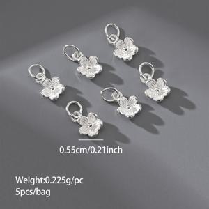 5개/팩 스털링 실버 작은 복숭아꽃 펜던트, 입체적인 매화꽃 참, DIY 팔찌, 목걸이, 그리고 코드 펜던트용