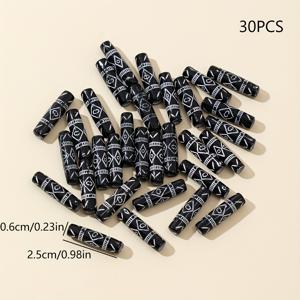 30개 블랙 앤 화이트 빈티지 비즈 - 아이섀도우 효과 아크릴 공예용 비즈, DIY 주얼리, 키체인, 핸드폰 장식용 - 고딕 & 미니멀 디자인, 초보자부터 전문가까지, 수제 액세서리 제작용, 기하학 패턴, 매끄러운 질감, 액세서리 디자이너를 위한 비즈 세트