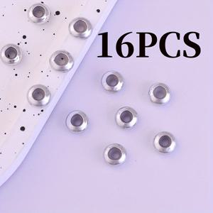 16개/8mm 구리 스페이서 포지셔닝 비즈, 멀티 컬러 옵션 조절 가능 비즈, 구리 고무 원형 비즈, 팔찌 목걸이 제작 조절 가능 간격 분리기 비즈 스토퍼 비즈 개스킷 고무 O-링 (고무 포지셔닝 링 포함)