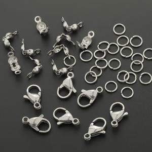 80개/ 커넥션 링 키트 (10개 로브스터 걸쇠, 20개 3.2mm 더블 펜던트 버클, 50개 점프 링 포함), 주얼리 추가 제작, 팔찌 발찌 커넥터, 펜던트 목걸이 연결 버클에 적합