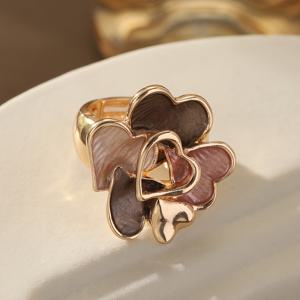 COCO 여성용 하트 모양 반지, 수제 에나멜이 있는 KC 금도금 링, 고품질 아연 합금 소재, 가족, 연인, 친구를 위한 크리스마스 선물, 새해 선물