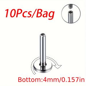 10개/봉 G23 티타늄 피어싱 주얼리 M0.9 내부 나사 평면 베이스 16G 귀걸이 코스터드 베이스 도매
