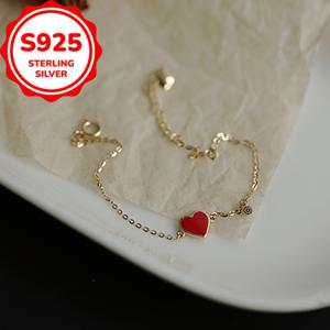 925 스털링 실버 소형 레드 하트, 세련된 사랑스러운 패션, 심플한 다용도 클래식 이품 있는 여자친구를 위한 선물 - 발렌타인데이, 감성적인 기념품, 기념일 선물, 달콤한 스타일, 고전의 매력, 섬세한 주얼리, 금도금 장신구, 하트 펜던트, 참 목걸이, 선물, 여성 액세서리