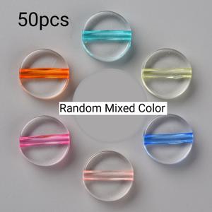 2D 플랫 - 아크릴 비즈 50개, 플랫 및 라운드, 다양한 색상, 16X5mm 크기, 목걸이, 팔찌, 귀걸이 및 키체인 제작에 적합