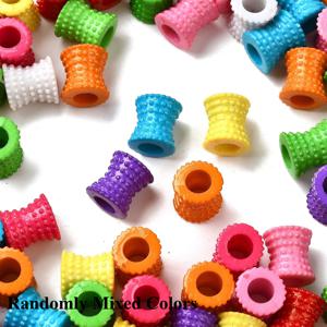100개 투명 아크릴 유럽 비즈, 큰 구멍 비즈, 기둥 모양, 색상 랜덤 혼합, 14X13mm, 구멍: 6mm, 주얼리 귀걸이 팔찌 목걸이 제작용, 비즈 & 비즈 모음