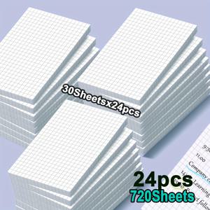 24개/세트, 격자형 스티커 메모지 720매, 메모장 용지, 자체 접착 메모 패드, 강력 접착 스티커, 패드당 30매, 우편, 가정, 학교 메모에 용이, 신학기