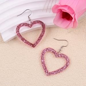 발렌타인데이 크리에이티브 심플 핑크 레드 속이 빈 하트 아크릴 귀걸이 2개, 여성을 위한 패셔너블하고 우아한 귀걸이 및 액세서리로 축제를 기념하기