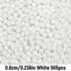 505개/305개 6mm/8mm 솔리드 화이트 아크릴 원형 비즈, 팔찌, 목걸이 등 공예 주얼리 제작용