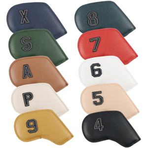10개 세트 wosofe 골프 아이언 헤드 커버, 4-9 PAXS 아이언 호환, PU 소재 테이프 클로저, 부드럽고 내구성 있는 아이언 샤프트 보호대, 번호 표시 클럽 마킹