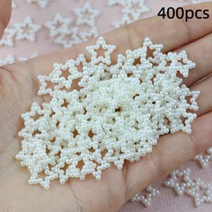 팔찌 목걸이 귀걸이 네일아트 헤어클립 패치 휴대폰 케이스 패치 주얼리 DIY 액세서리 장식품 제작용 400개 12mm 화이트 스타 비즈 아크릴 커넥터 비즈 스페이서 비즈 와셔
