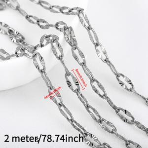 1미터/2미터 304 스테인리스 스틸 18K 금도금 목걸이 체인, 폴리싱 광택 질감 골드/스틸 듀얼 톤 옵션 남녀공용 패션 액세서리, 다용도 스타일
