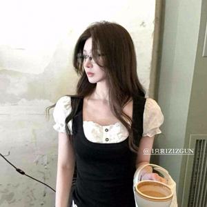 2026 신상 여성용 캐주얼 레ース 트림 인조 레이어드 퍼프 슬리브 플로럴 엣지 블ouses