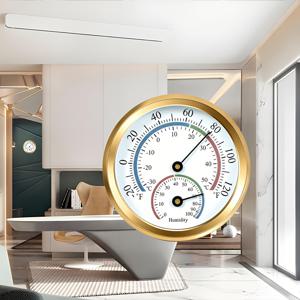 듀얼 눈금 ℃/℉, 68mm 다이얼, 케이싱, 경량 및 걸이형, 평면에 놓거나 캐비닛 또는 상자에 내장 가능, 실내 가정용 정밀 온습계, 고정밀 온습계, 이중금속 기계식 지자침식 온습계, 온도 및 습도 자동 감지 및 측정, 배터리 불필요