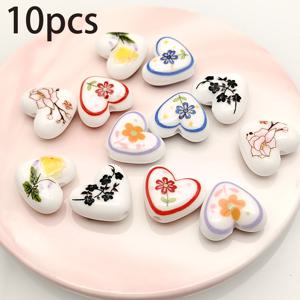 10개 17mm 하트 모양 프린팅 비즈, 아크릴 러브 하트 비즈, DIY 루즈 비즈, 액세서리 수제 제작용품, 목걸이, 팔찌, 귀걸이, 휴대폰 고리, 열쇠고리, 가방 고리 및 기타 수공예품용