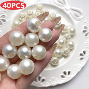 DIY 제작용 큰 구멍 구슬 40개, 귀걸이 참용 둥근 캡이 있는 프렌치 스타일 광택 수공예 비즈, 수제 액세서리용 도매 구슬 공예용품 (레진/경화제 불필요)