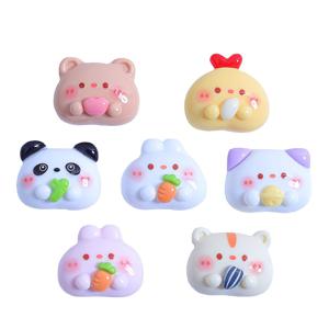 20개 랜덤 어소트먼트 광택 동물 머리 시리즈 장식 비즈, 핸드메이드 DIY 크림 글루 주얼리 액세서리, 레진 패치