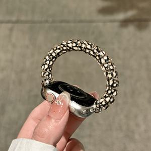 새로운 프린트 폰줄 스트랩, Apple Watch 11 10, 9, 8, 7, 6, 5, 4, 3, 2, 1 SE Ultra, 38/40/41/42/44/45/46/49mm용, 스마트 스포츠 시계 액세서리 주얼리, 신축성 있는 헤어 타이 스타일, 여성용 퀵 릴리스 헤어 타이 손목밴드 (시계 미포함)