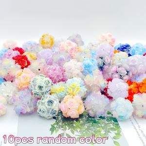 24mm 야광 장미꽃 볼 비즈, 어둠 속에서 빛나는 라인스톤 투명 구멍 장식용 포컬 비즈, DIY 비즈용 펜 키체인 팔찌 보석류 제작용 공예품을 위한 무작위 색상
