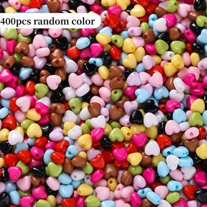 400개 랜덤 색상 아크릴 하트 모양 구슬 5mm - 소형 하트 모양 스페이서 구슬, DIY 주얼리 제작, 휴대폰 고리, 팔찌, 목걸이용 - 경량 구슬 수공예 재료, 장식용 구슬