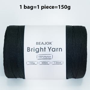 BEAJOK 1.5mm 속이 빈 광택 있는 실, 코바늘 뜨개질, 땋기 및 기타용 - 150g 100% 나일론 미세 실, 다양한 색상 옵션(밝은, 하늘색 등) 모자, 가방, 샌들, 컵 커버 DIY 공예용