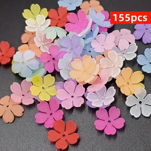 QYWCTZ 5꽃잎 비즈캡 155개 - 15mm 웜 컬러 무광 플라워 구슬, DIY 주얼리 제작용, 팔찌, 목걸이, 공예품, 핸드메이드용 비즈캡