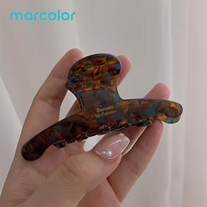 Marcolor 블루 할로 염색 아세테이트 헤어 클로 클립, 프렌치 레트로 상어 클립, 여성용 뒷머리 올림머리 헤어 클립, 우아한 라이트 럭셔리 인터넷 인플루언서 핫 아이템, 데일리 외출 올매치 인성 헤어 클로 헤어 액세서리