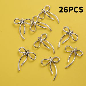 26개 보우형 메탈 펜던트 DIY 주얼리 만들기용, 빈티지 디스트레스드 보우 참 팔찌 목걸이 귀걸이 키체인 공예, 핸드메이드 액세서리용 보우타이 참, 핸드메이드 크리에이터를 위한 키체인 & 주얼리 소품