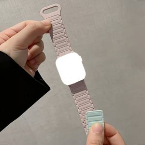 Apple Watch S11 10 6 5 4 3 2 1 SE용 스타일리시 투톤 마그네틱 스트랩 1개, iWatch S11 42mm 46mm 49mm 45 40 42 44용 귀여운 밴드, 남성 여성용 스포츠 데일리 사이즈 조절 가능한 스트랩, 휴일 선물
