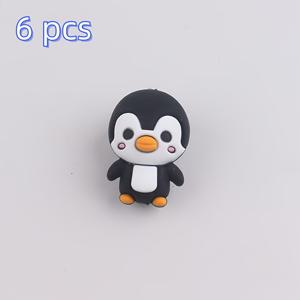 펭귄 실리콘 구슬 6개, DIY 공예 용품, 공예 재료, 의류 장식, 액세서리, 핸드메이드 목걸이, 팔찌, 귀걸이, 가방 고리용 구슬 부품, 구슬 모음