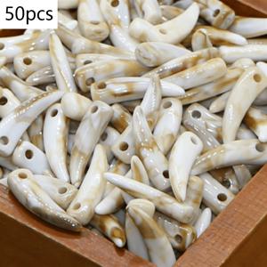 아크릴 늑대 이빨 구슬 참 50개, 빈티지 이빨 모양 트라이벌 스타일 참, 디자인 DIY 주얼리 제작용 - 목걸이, 팔찌, 귀걸이 액세서리 및 공예 용품