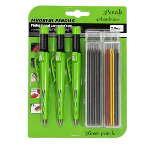 2.8mm 목공용 자동 연필 세트, 연필 3개 + 각각 12개의 심 리필이 들어 있는 상자 4개 포함, 내장형 연필깎이, 자동 깊은 구멍 마커, 긴 코 목공용 마커, DIY 수제 선물 제작 도구에 적합, 세계 시장에서 인기, 목수, 목공, 건설, 자동 연필, 아버지 선물, 사무용품 및 액세서리, 도구, 문구 세트에 적합 | 신학기 시즌