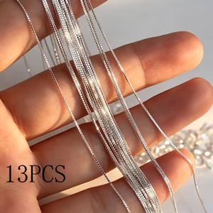 13개/패키지 스테인리스 스틸 클래식 숏 박스 체인 목걸이, +5cm/1.96인치 연장 체인, 방수, 내구성, 무코팅, 저자극성 소재, 남녀공용 스타일, 심플하고 패셔너블한 트렌디한 커플 쇄골 체인, 힙합 레이어링, 데일리웨어, 캐주얼 복장과 파티에 어울리는 다용도 DIY 주얼리 제작 액세서리, DIY 애호가에게 완벽함