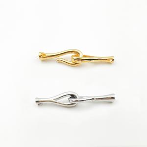2개 구리 18K 금도금 심플 낚싯바늘 모양 엔드 커넥터, DIY 주얼리 제작, 목걸이 팔찌 액세서리용