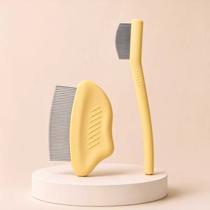 애완동물 그루밍 빗 세트 (2개), 강아지 고양이 얼굴 빗, 엉킴 제거 브러쉬, 스테인리스 스틸 미세 빗, 눈물 얼룩, 엉킴, 뜬 머리카락 제거에 적합, 애완동물 그루밍 도구, 할로윈 추수감사절 크리스마스 애완동물 주인 선물