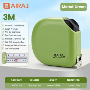 AIRAJ 줄자 컴팩트 자동 잠금 줄자 /5M 양면 스케일 측정 줄자 강화 ABS 쉘 나노 스프레이 코팅 휴대용 손 자 건축 목공 가정 측정용