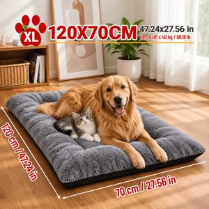 특대형 애완 동물 플러시 매트 두꺼운 강아지 침대 고양이 침대 사계절 범용 부드럽고 편안한 긴 플러시 애완 동물 패드 미끄럼 방지 내마모성 세탁기 사용 가능 강아지 둥지 대형견 중형견 소형견 애완 동물 매트리스 따뜻한 겨울 고양이 매트